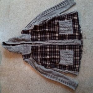 Moth Anthropologie Wool Blend Plaid Hooded Zip Up Coat Woman's small